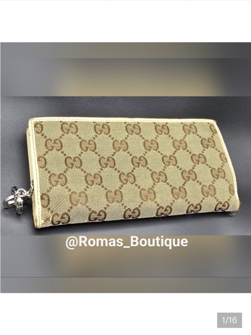 Gucci Tan and Brown Monogram Wallet